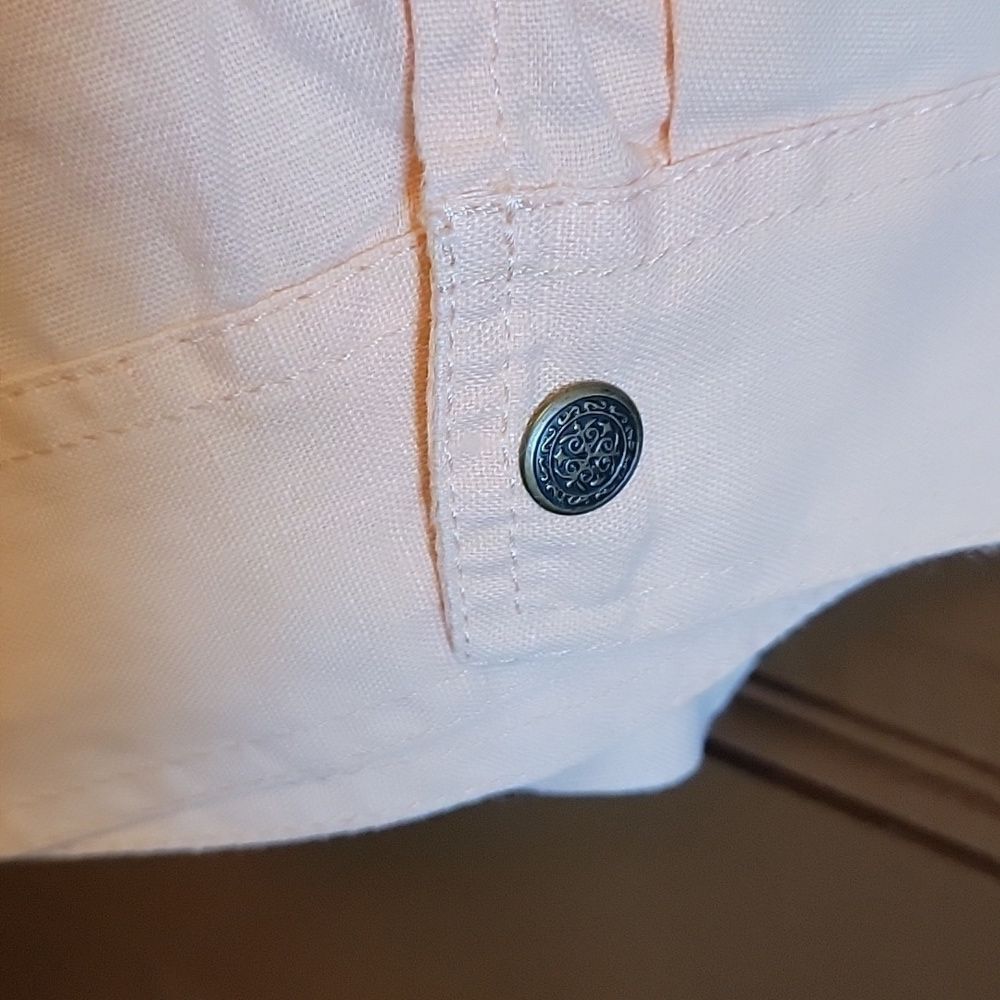 Chico's-Linen Peach open collared jkt. with pockets Size 4=XL. - Picture 7 of 11